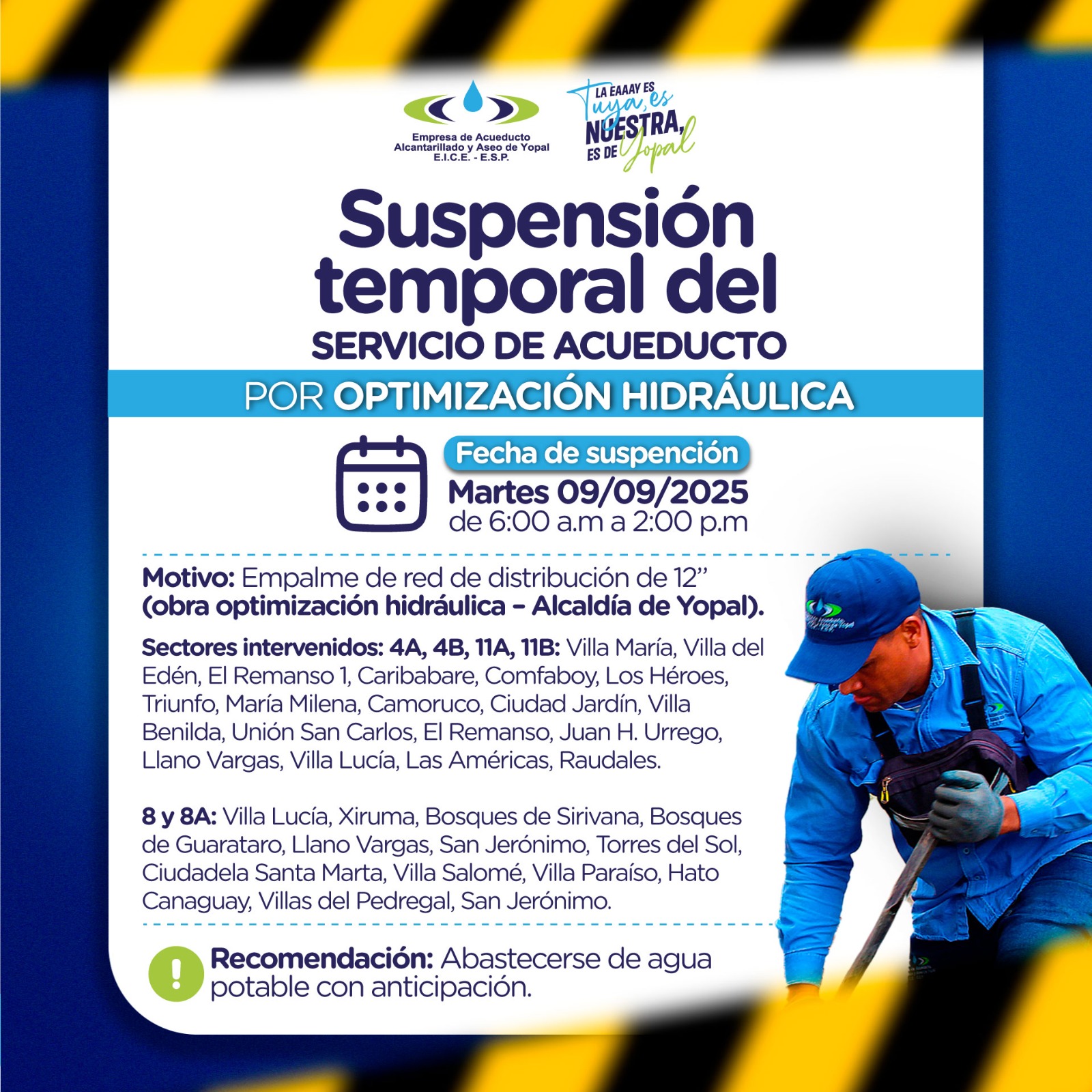 suspensión temporal del servicio 